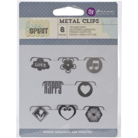 Klipsy metalowe Prima Marketing Free Spirit, 8szt